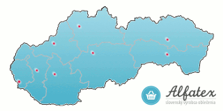 Mapa Slovenska - predajne výrobkov Alfatex